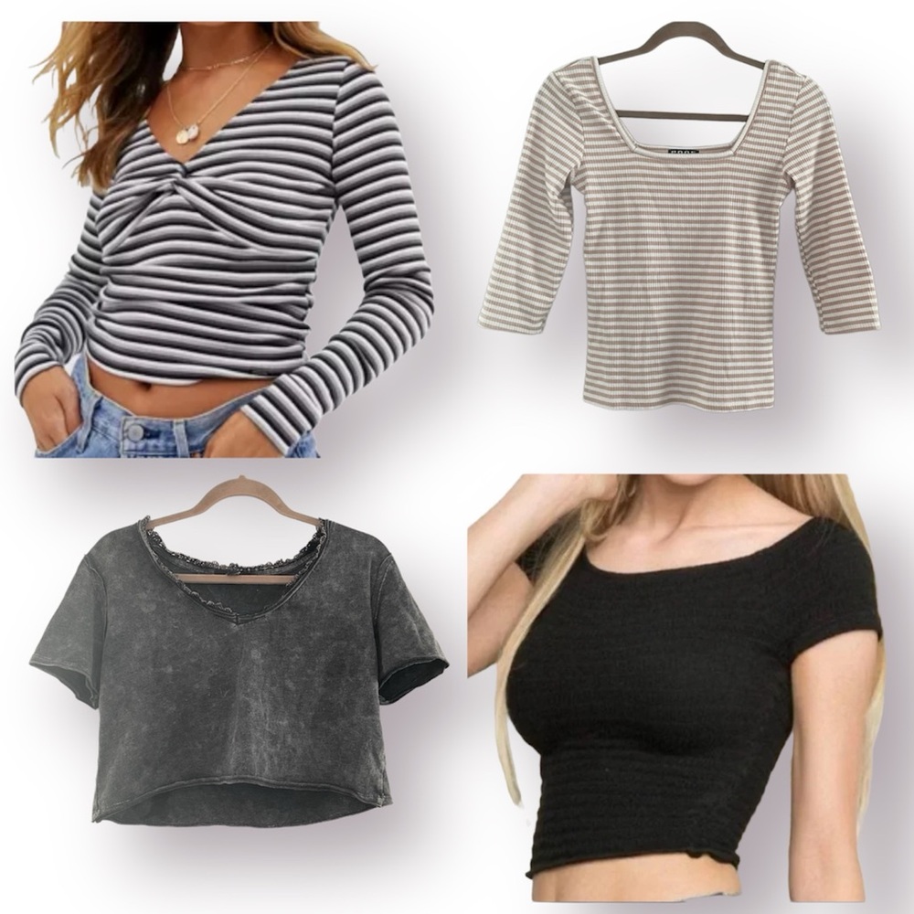 *BUNDLE OF 4* Casual Tops Cropped Hollister, Japna Medium